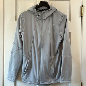 Under Armour Light Gray Loose Fitting Full Zip Up Hoodie Sweatshirt - Sz Small